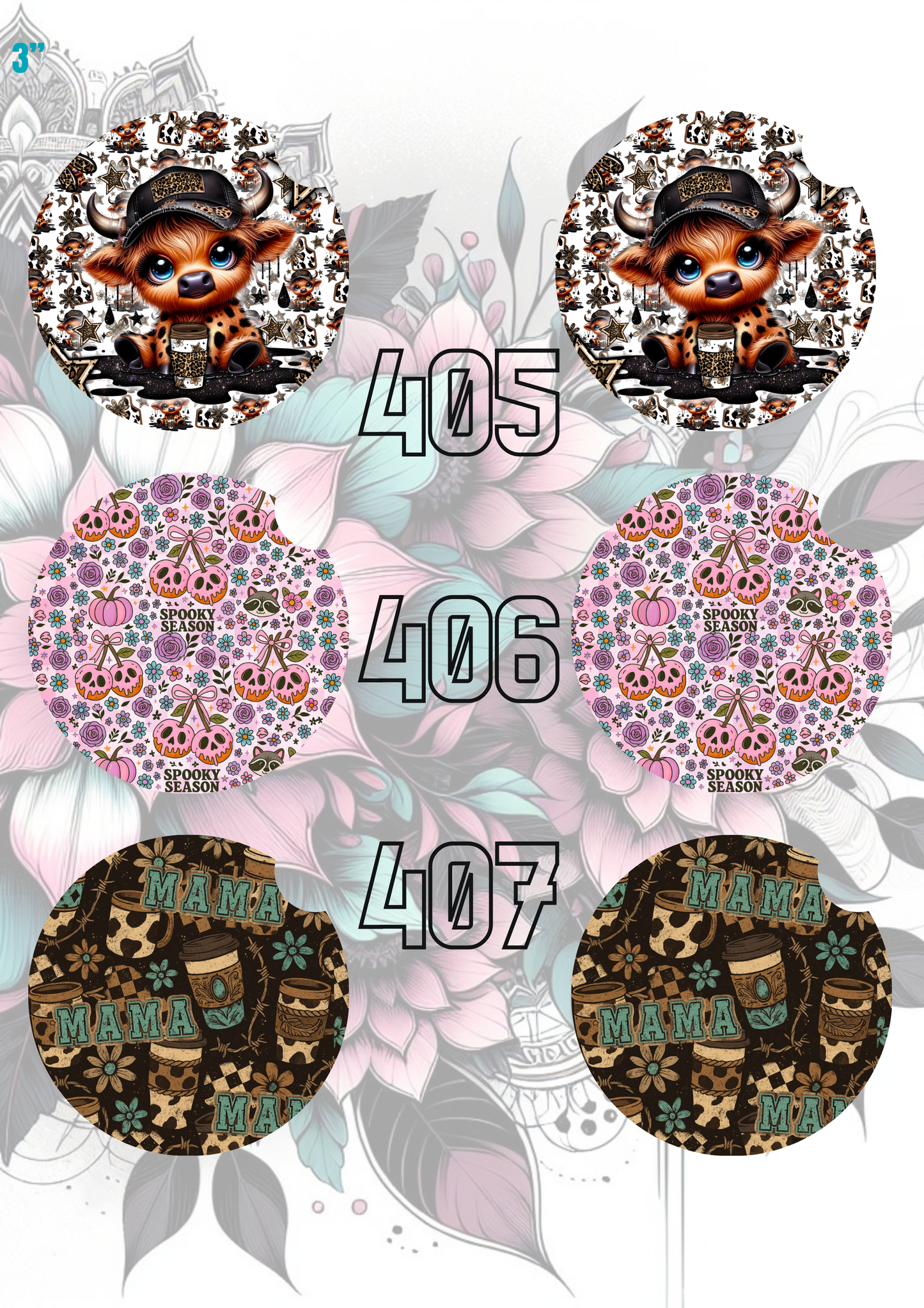 393 - 422 Car Coaster Sublimation Print