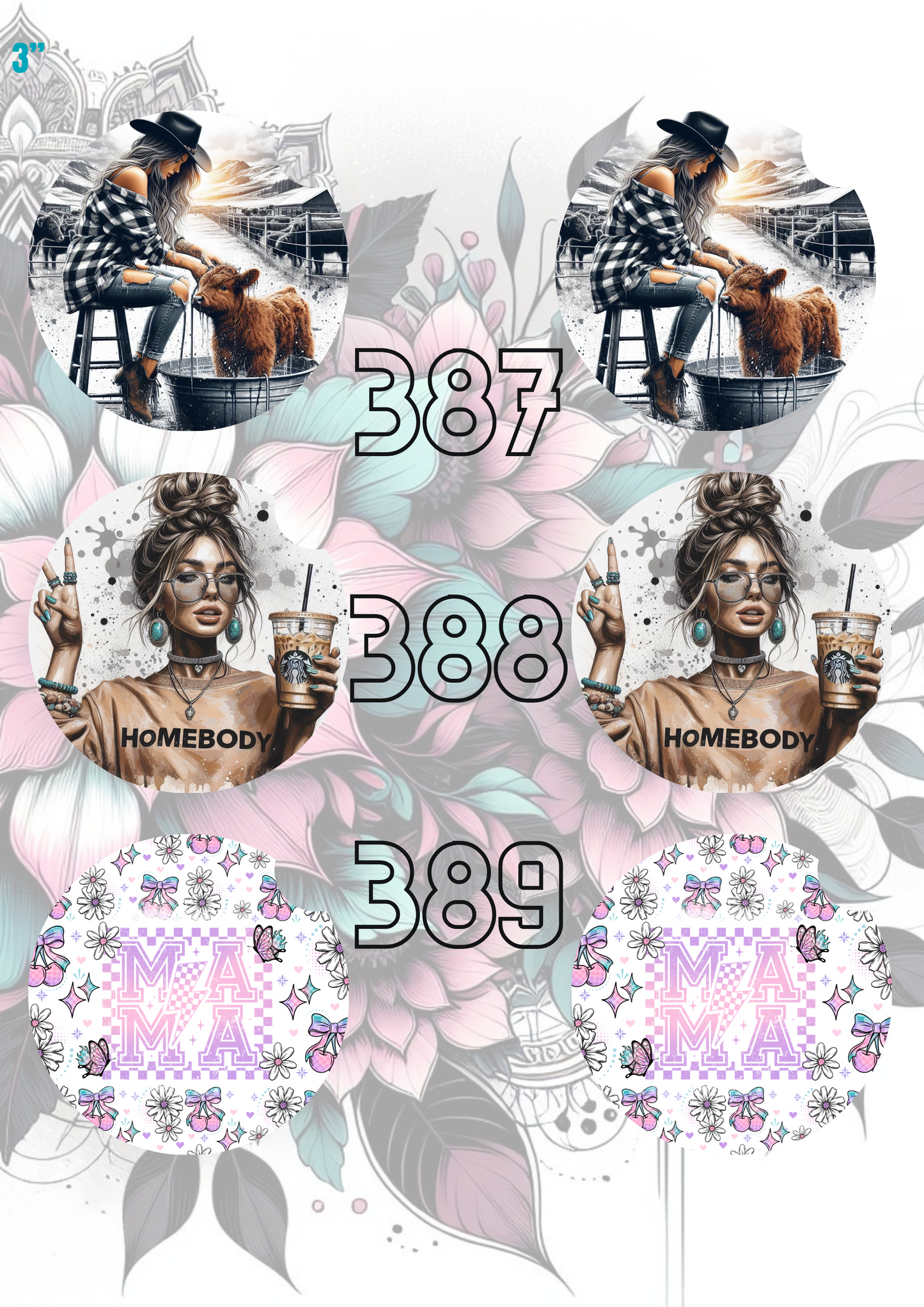 363 - 392 Car Coaster Sublimation Print