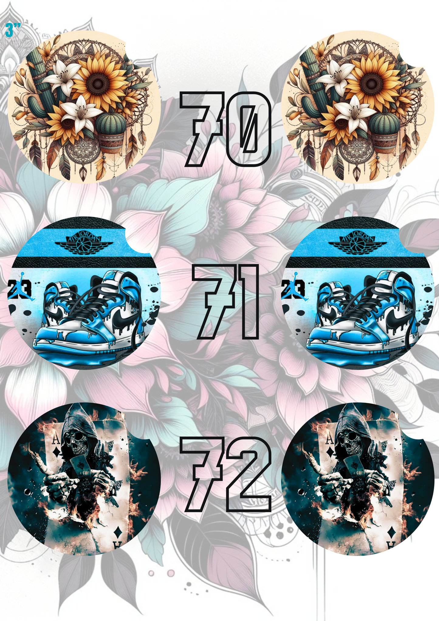 61-90 Car Coaster Sublimation Print