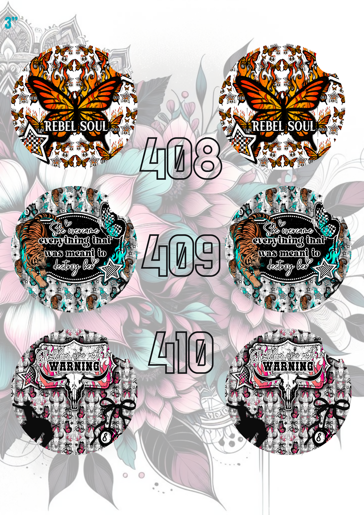393 - 422 Car Coaster Sublimation Print