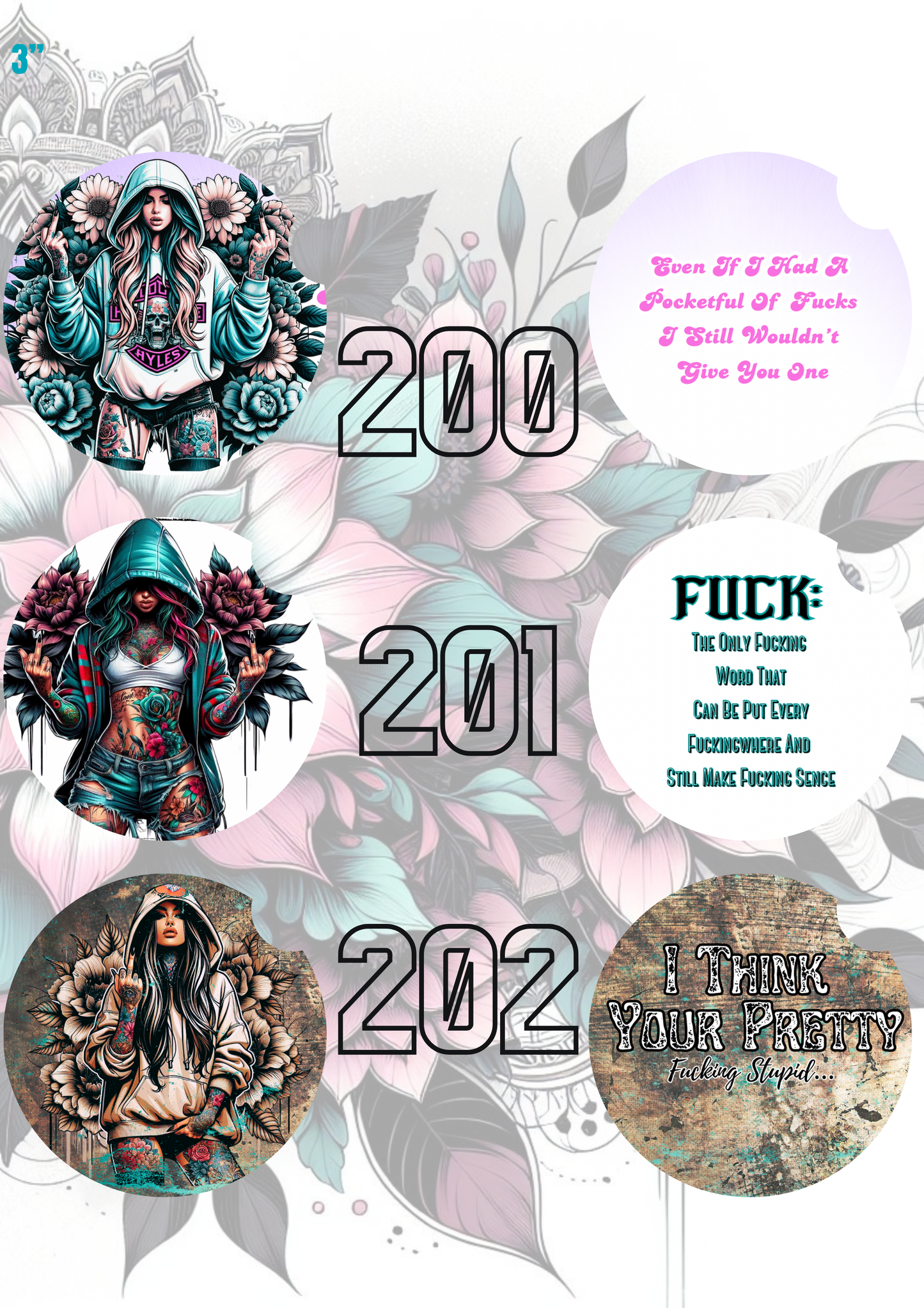 181 - 211 Car Coaster Sublimation Print