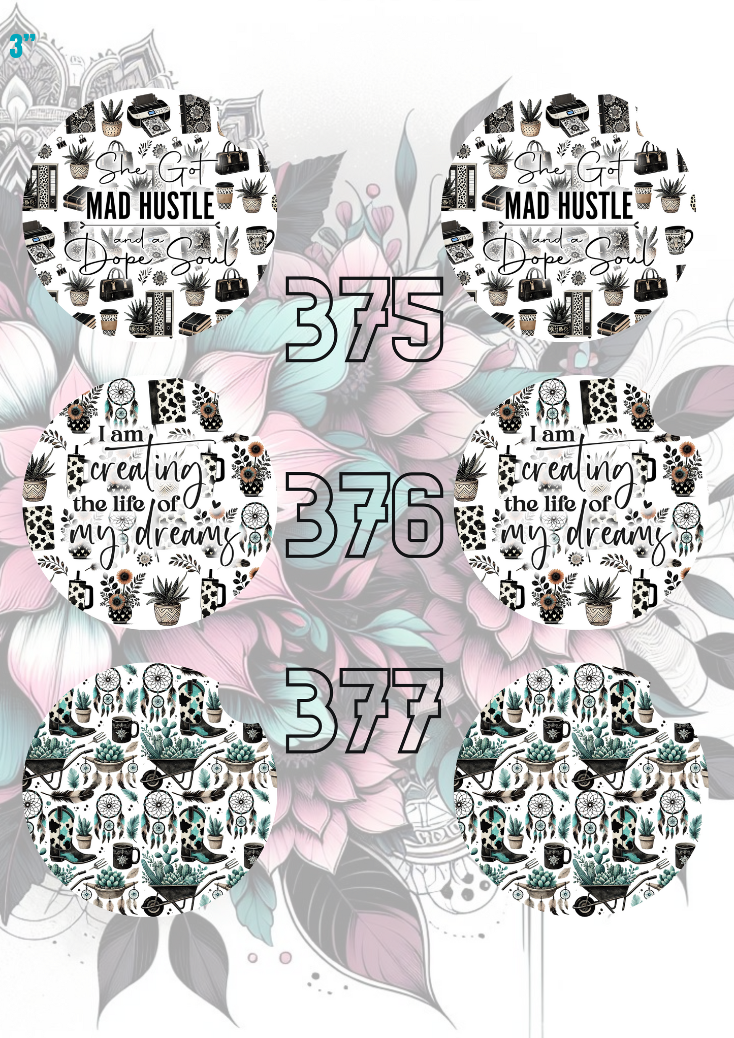 363 - 392 Car Coaster Sublimation Print