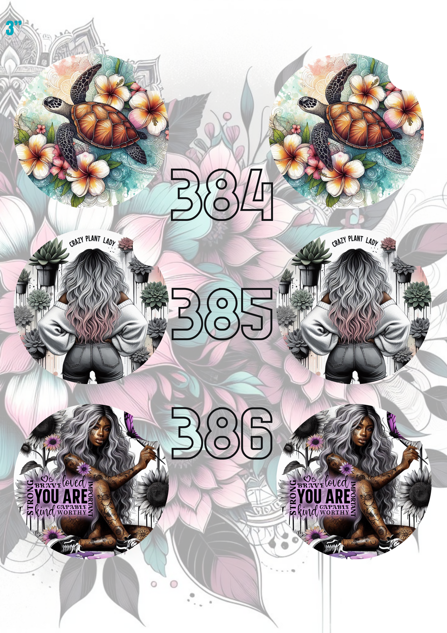 363 - 392 Car Coaster Sublimation Print