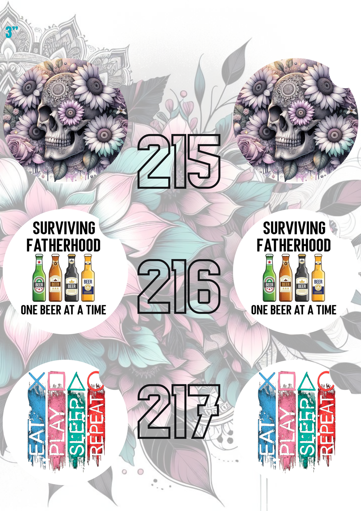 212 - 240 Car Coaster Sublimation Print