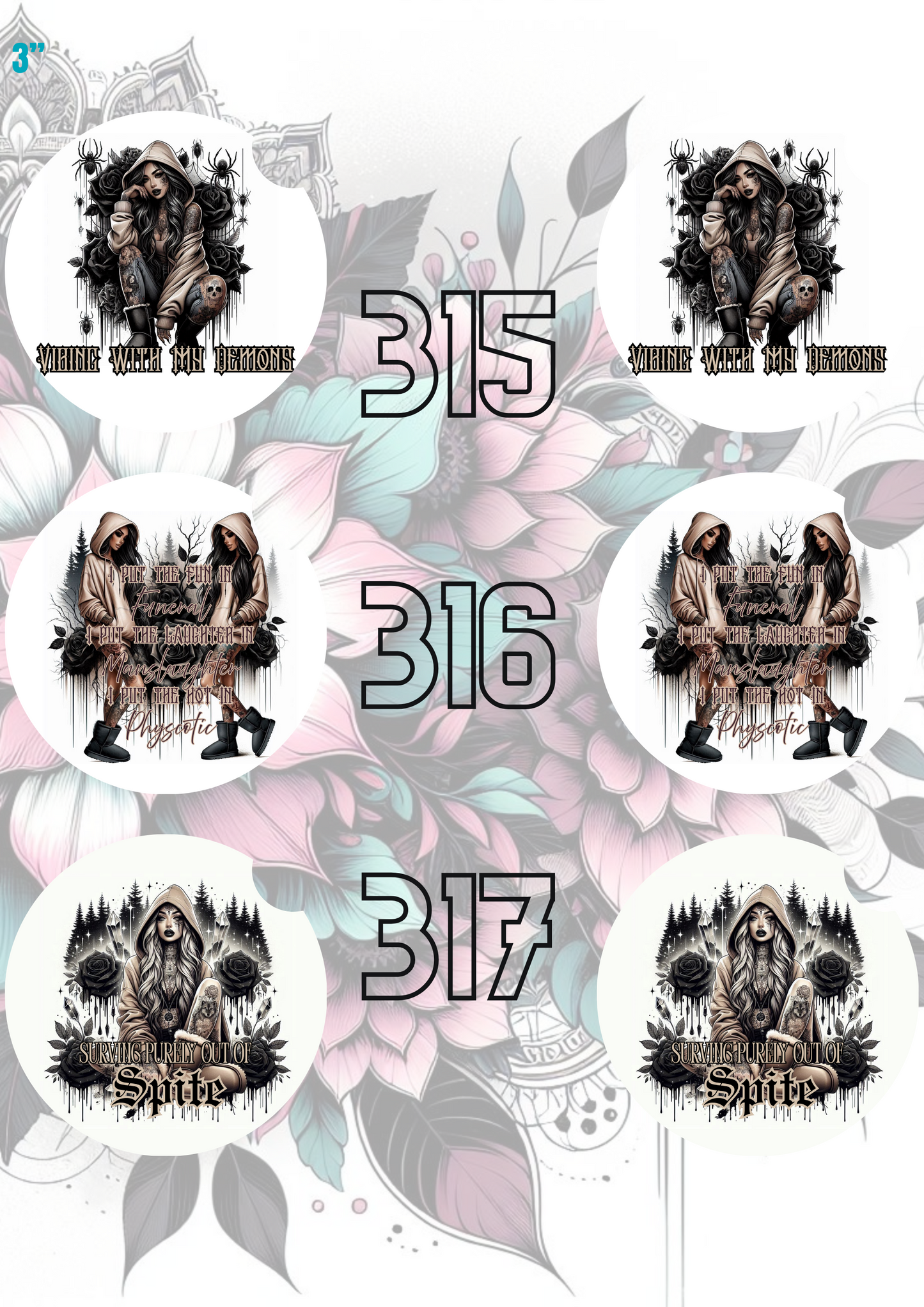 303 - 332 Car Coaster Sublimation Print