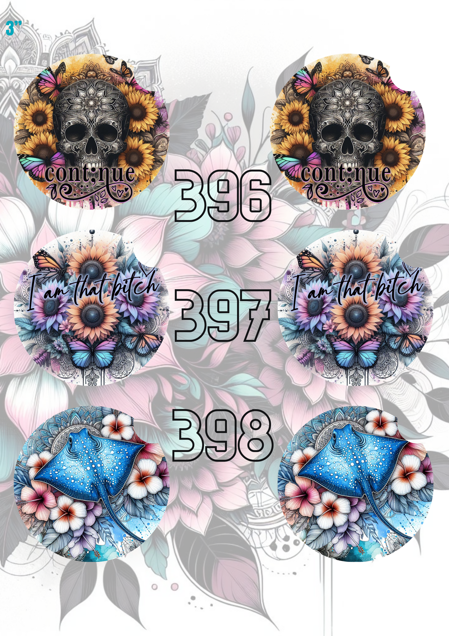 393 - 422 Car Coaster Sublimation Print