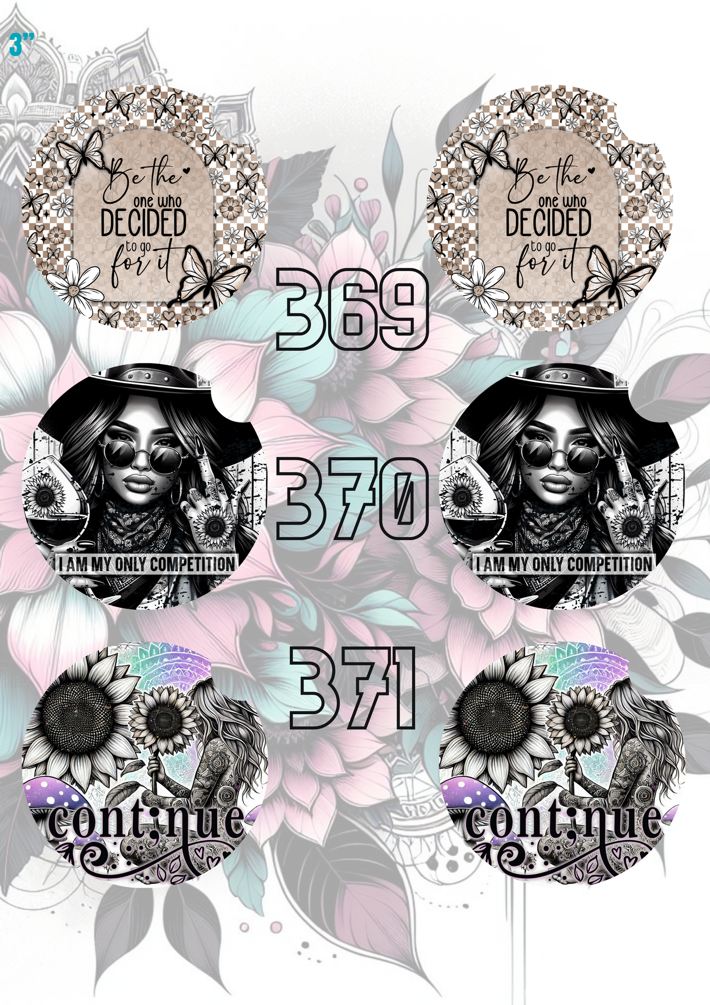 363 - 392 Car Coaster Sublimation Print