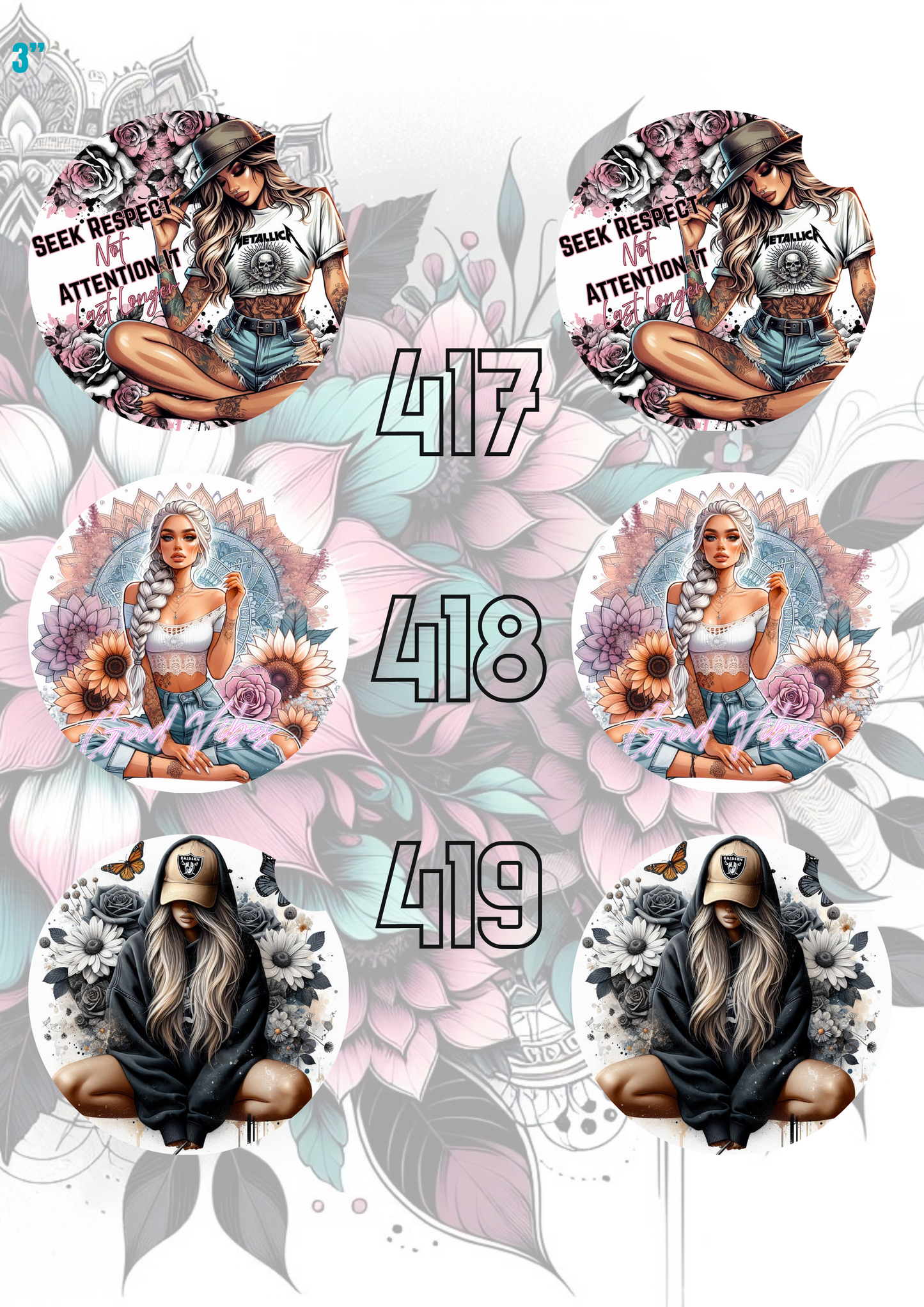 393 - 422 Car Coaster Sublimation Print
