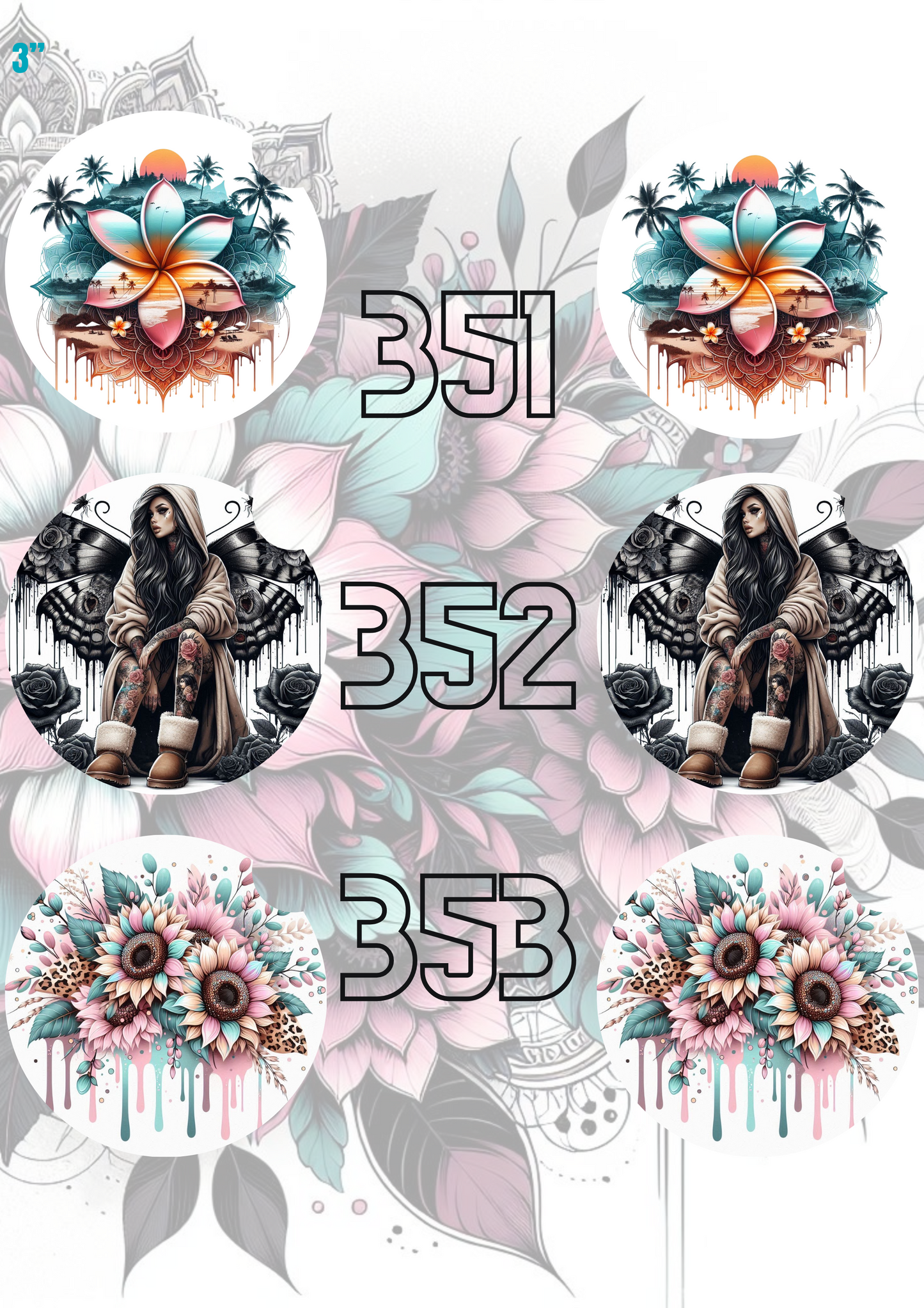333 - 362 Car Coaster Sublimation Print