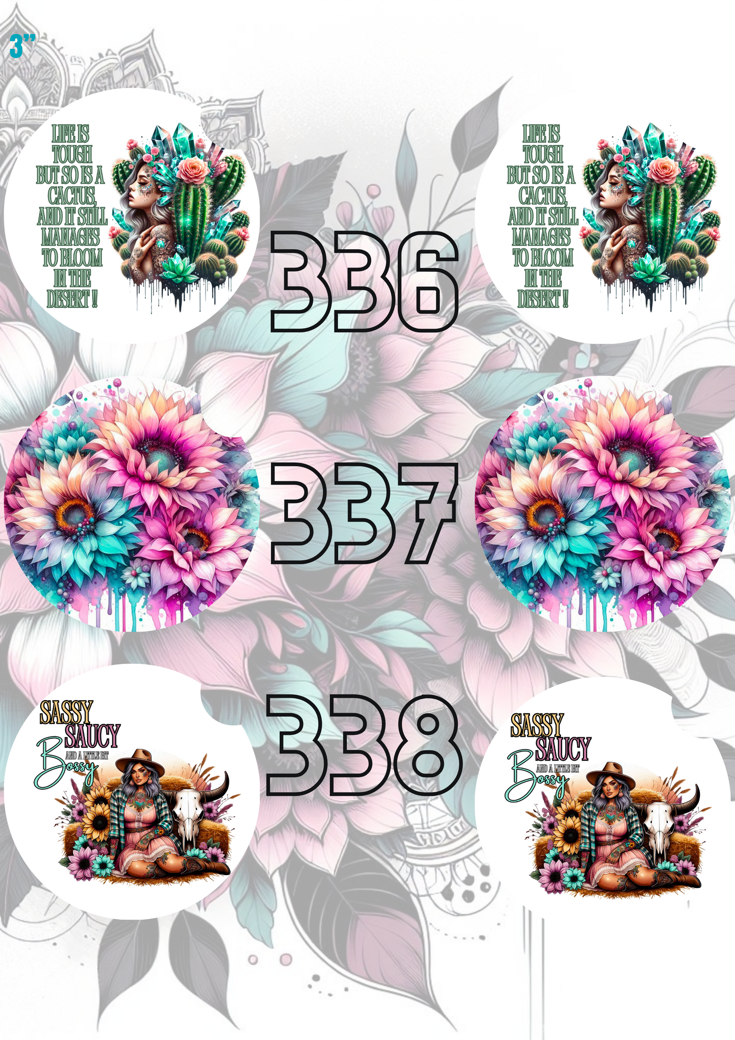 333 - 362 Car Coaster Sublimation Print