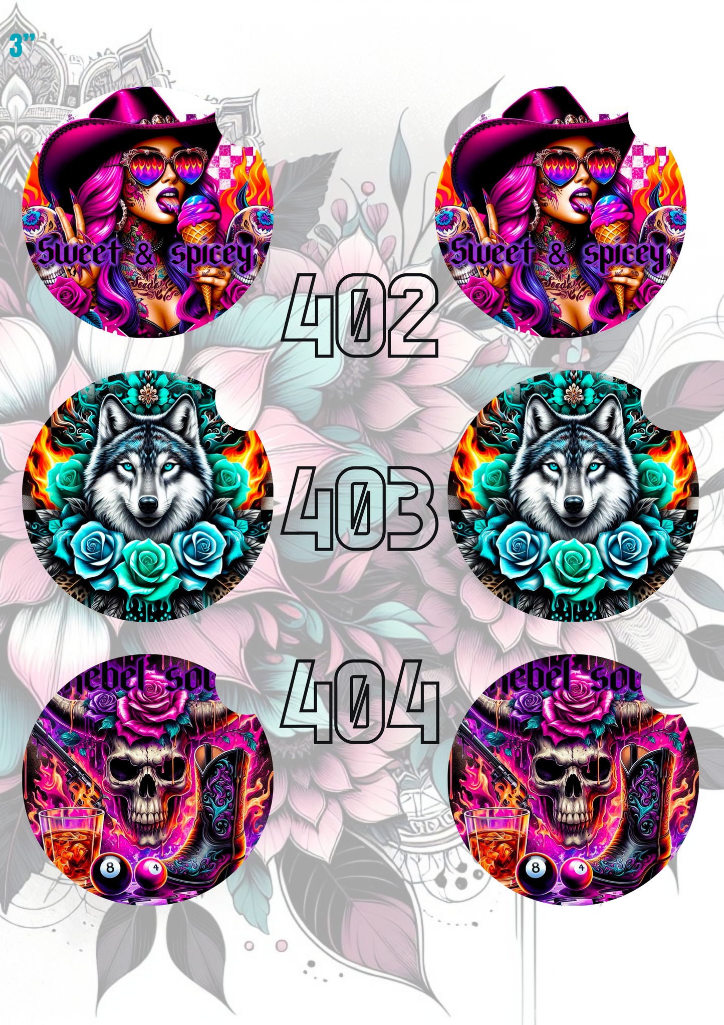 393 - 422 Car Coaster Sublimation Print