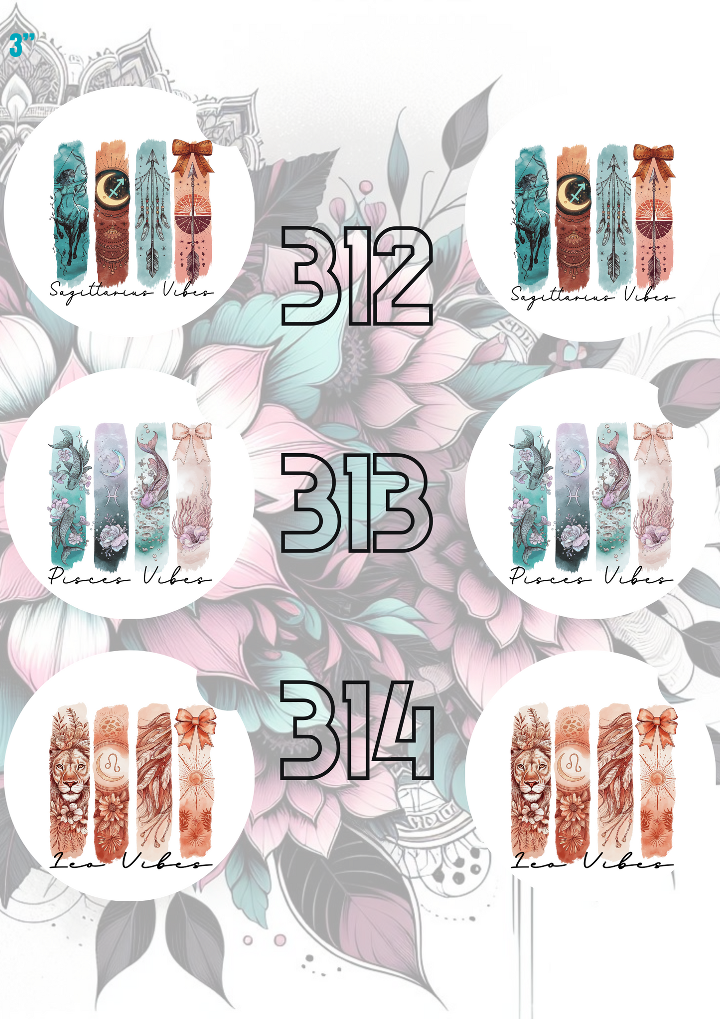 303 - 332 Car Coaster Sublimation Print