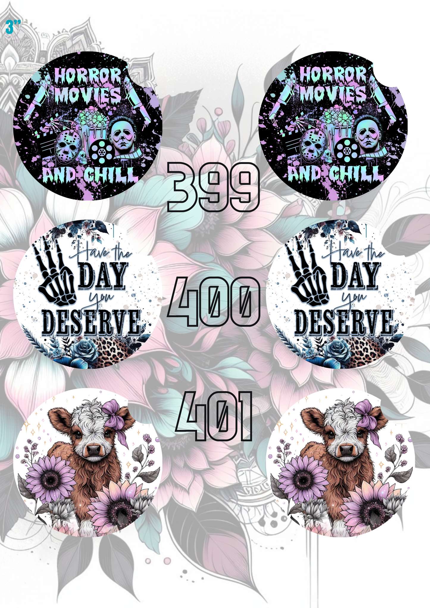 393 - 422 Car Coaster Sublimation Print