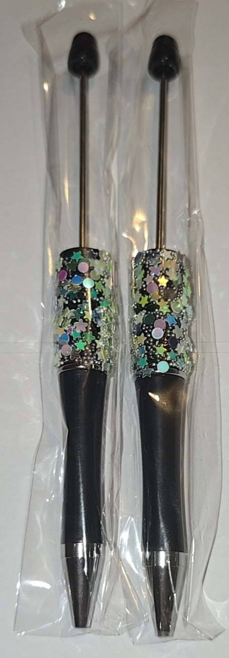Star sequin/black bling pens