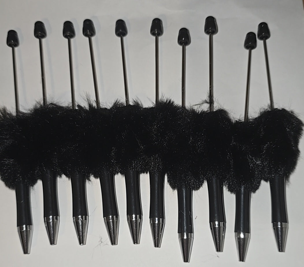 Black fluffy beadable pens