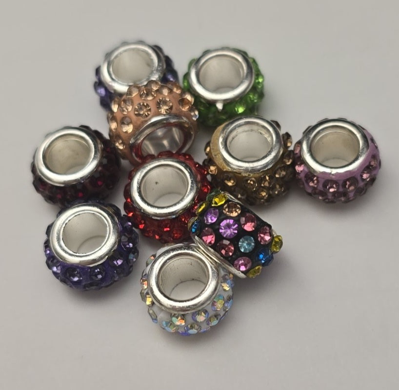 Rhinestone large whole beads 6pk
