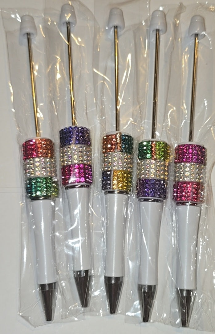 Rainbow bling white pens
