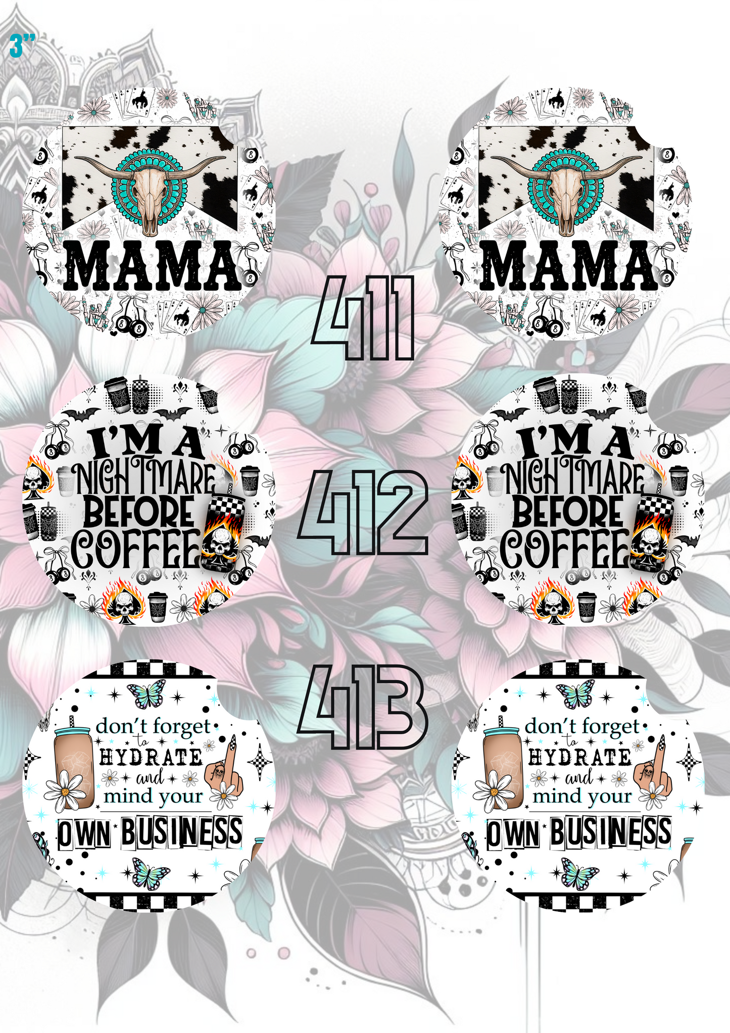 393 - 422 Car Coaster Sublimation Print