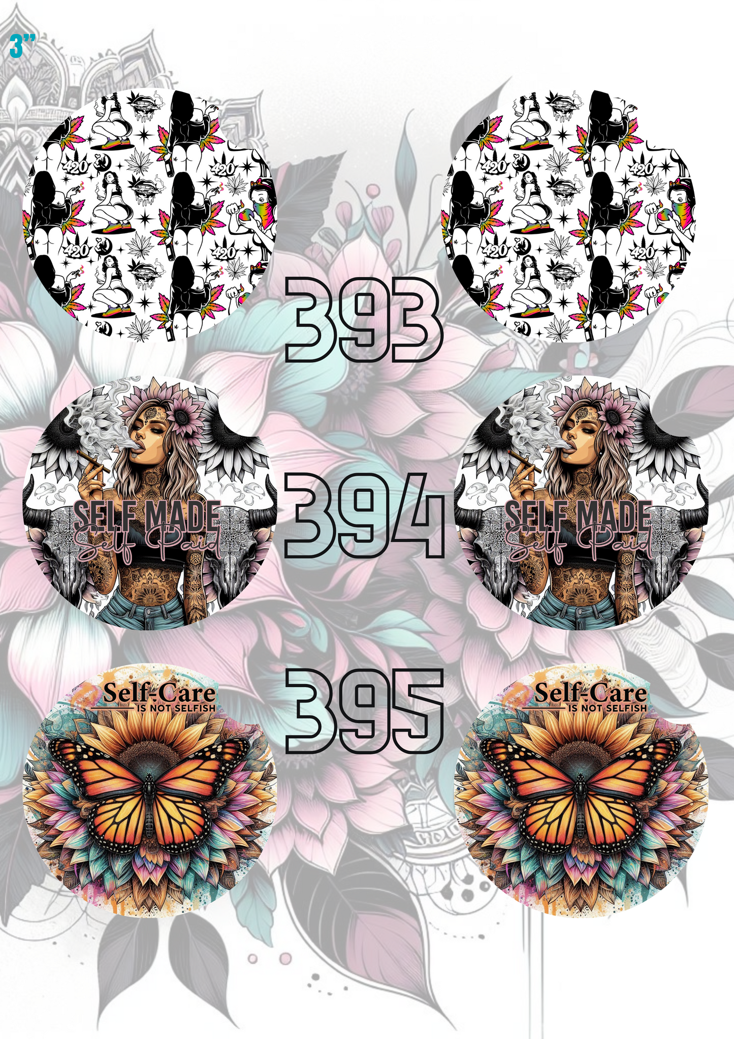 393 - 422 Car Coaster Sublimation Print