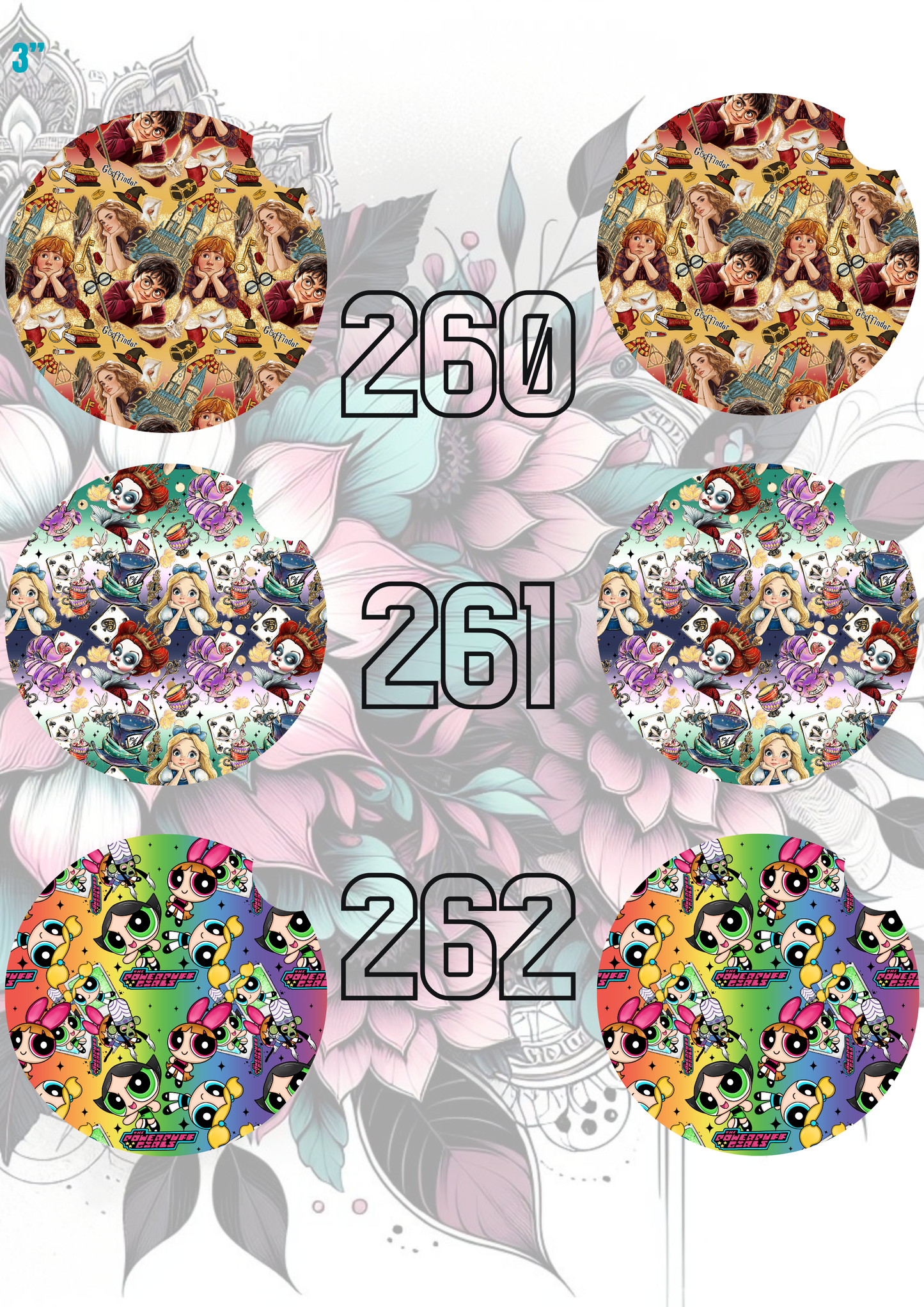 242 - 271 Car Coaster Sublimation Print