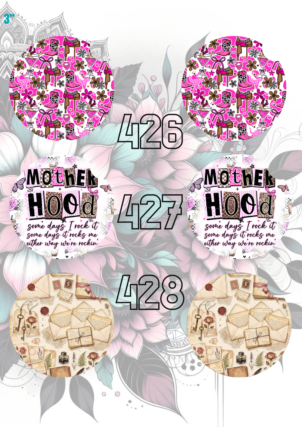 423 - 452 Car Coaster Sublimation Print