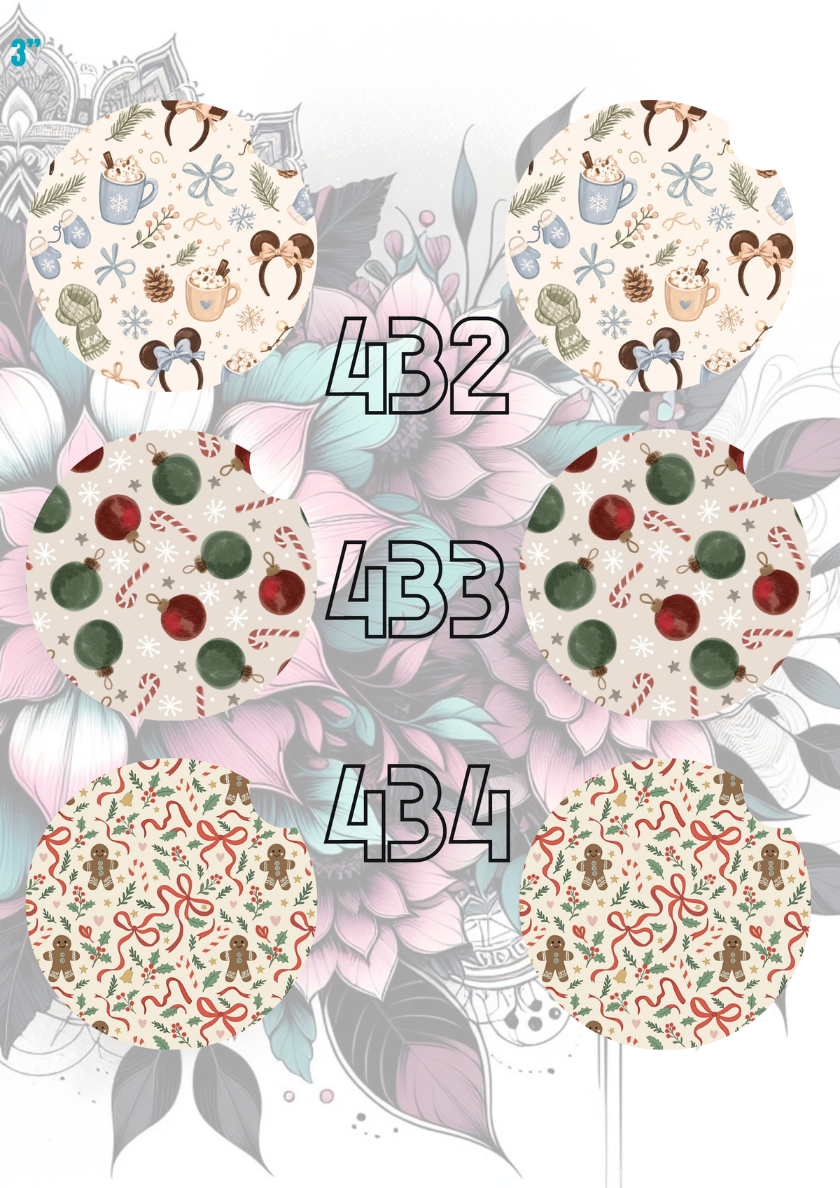 423 - 452 Car Coaster Sublimation Print