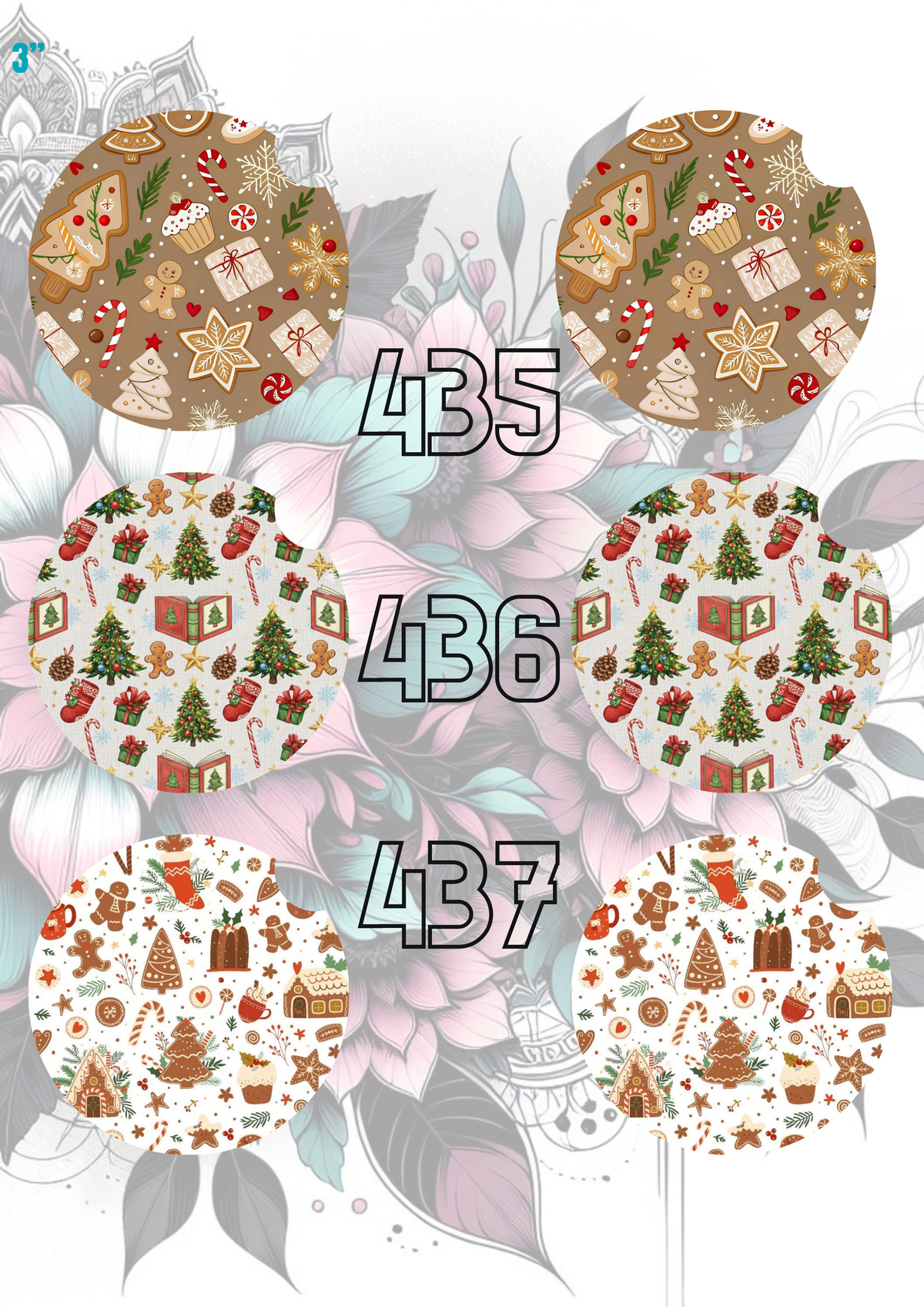 423 - 452 Car Coaster Sublimation Print
