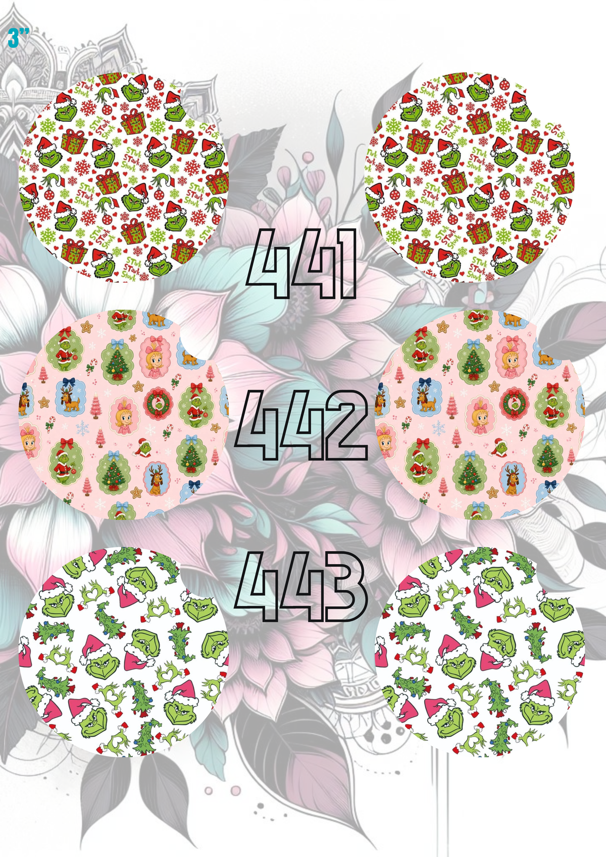 423 - 452 Car Coaster Sublimation Print
