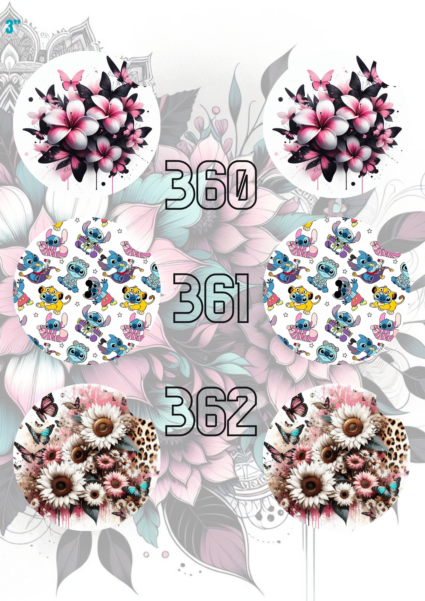 333 - 362 Car Coaster Sublimation Print