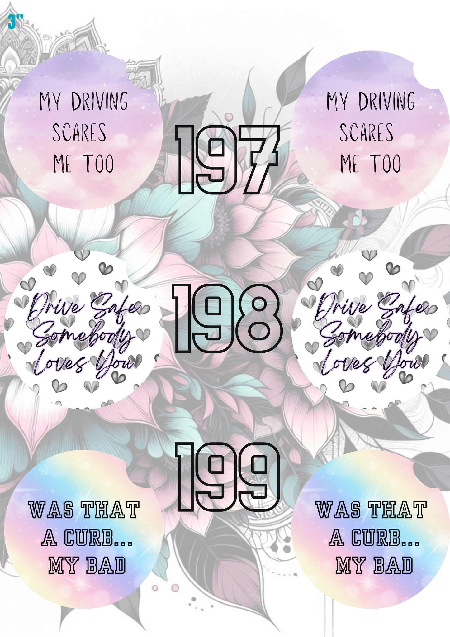 181 - 211 Car Coaster Sublimation Print
