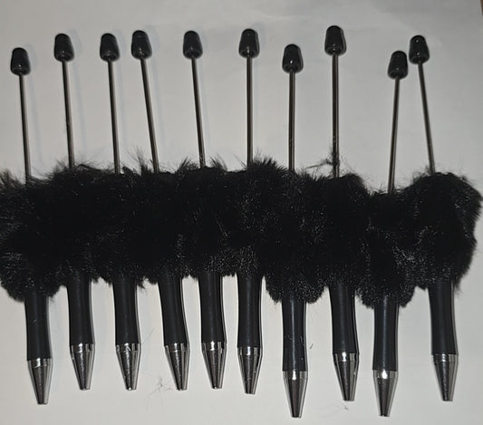 Black fluffy beadable pens