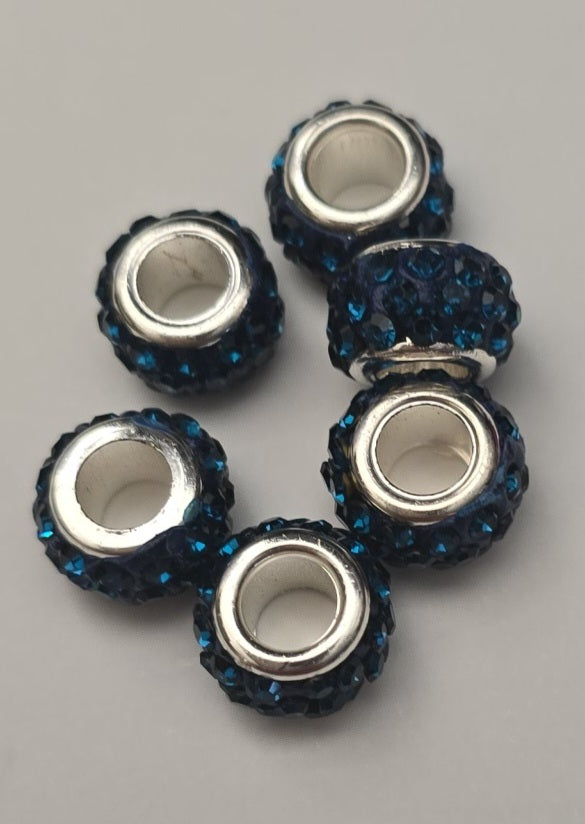 Rhinestone large whole beads 6pk