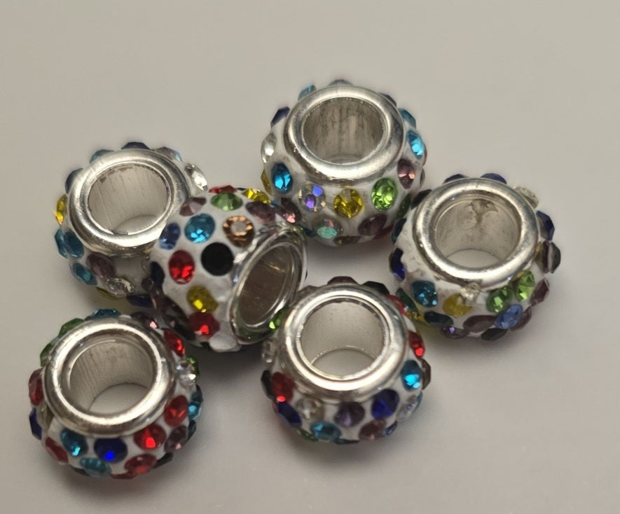 Rhinestone large whole beads 6pk