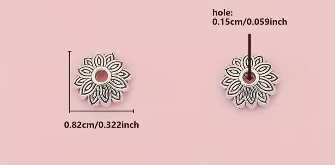 Small silver petal bead cap 20pk