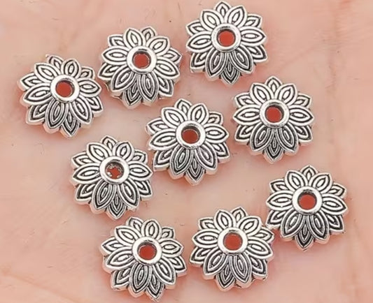 Small silver petal bead cap 20pk