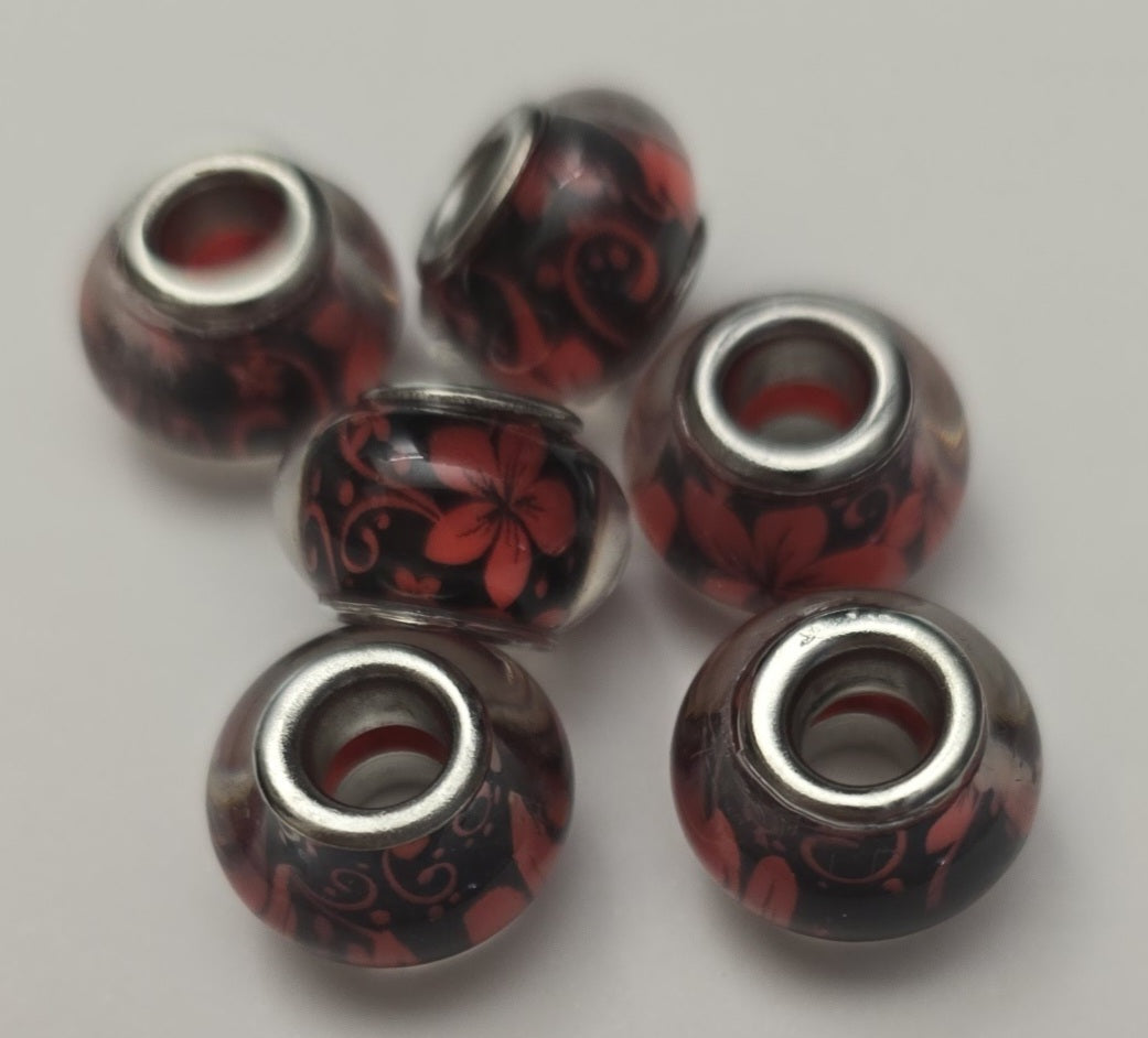 flower large whole beads 6pk